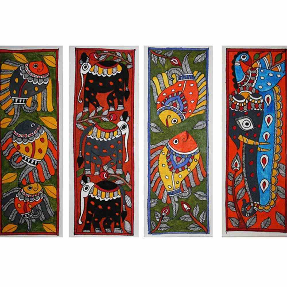 Pack of 4 Madhubani Handpainted Bookmarks